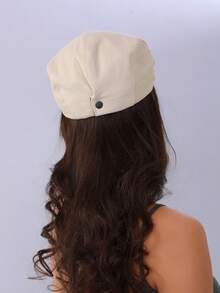 1 件女士纯色宽边时尚百搭连帽贝雷帽，适合情侣休闲日常穿着和外出秋季配饰 - 純色 - 查看 5