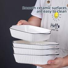 Design - Small Ceramic Baking Dish, Rectangular Bakeware With Handles, Oven Safe & Microwave Safe
