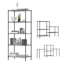 Vandise Adjustable Metal Storage Shelves (3/4/5 Tiers) | Modular Organizer Rack For Kitchen, Bathroom, Office | Customizable Layout - Black - View 1