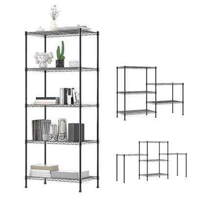 Vandise Adjustable Metal Storage Shelves (3/4/5 Tiers) | Modular Organizer Rack For Kitchen, Bathroom, Office | Customizable Layout