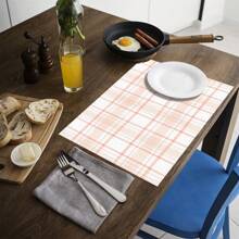 1 pieza/4 piezas/6 piezas Manteles individuales de lino con estampado de cuadros, adecuados para la mesa de comedor, decoración para todas las estaciones, manteles de mesa modernos y lavables, decoración de habitaciones, posavasos, manteles de cocina y comedor, decoración de fiestas interiores y exteriores, decoración del hogar, regalo ideal