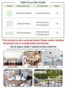 1件純色緊身桌布，彈性牛奶絲可拆卸機洗桌布，125g布料，適用於派對、野餐、露營、餐廳、戶外、室內聚會及日常使用，適合小桌，無需繩繩固定 - 彩色 - 查看 4