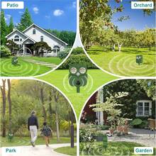 Ultrasonic Animal Repellent Outdoor Solar Animal Repeller With 14 LED Flashlight&Motion Sensor, Cat Repellent Deer Repeller  Rabbit Bird Squirrel Skunk For Garden Yard - Green - View 8
