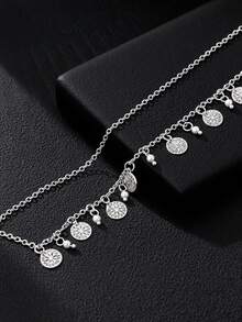 1pc Fashionable Double-Layer Gold Chain Anklet, Summer Essential - Yellow Gold - View 6