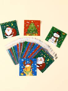50/100 件圣诞卡通自封糖果袋、圣诞快乐礼品袋（带雪人、圣诞老人、鹿和圣诞树设计）、礼品包装袋、圣诞派对礼品袋、零食袋、巧克力饼干烘焙袋、糖果包装袋、包装袋、家居圣诞装饰、冬季装饰、圣诞装饰、送给朋友和家人的圣诞礼物、新年装饰 - 彩色 - 查看 2