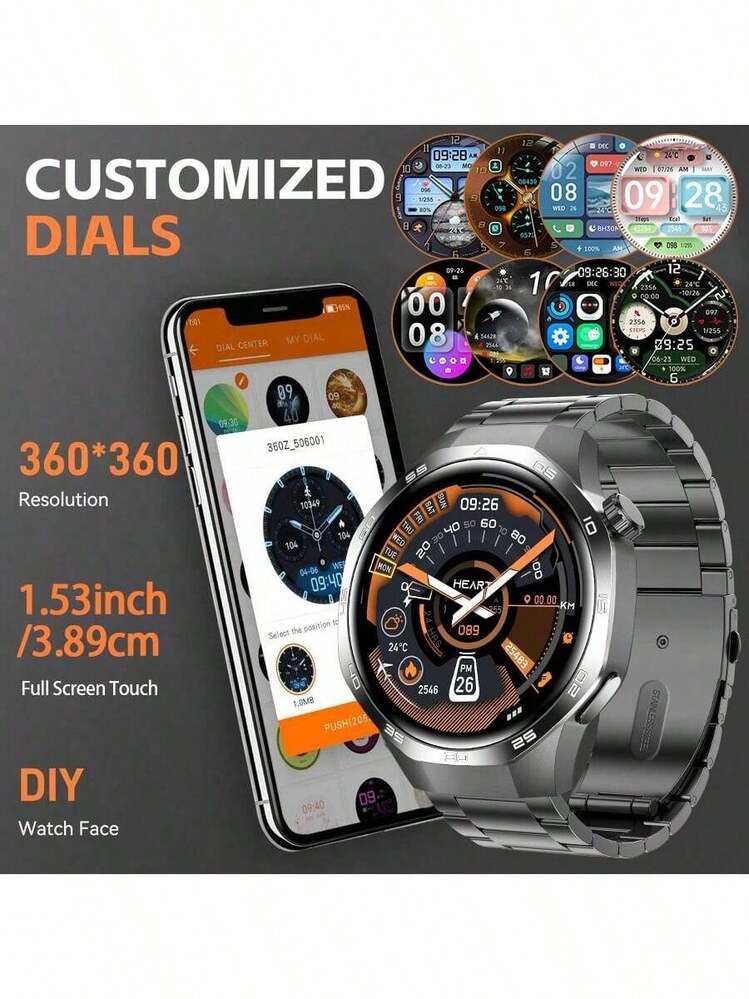 2025 New Men's Sports Fitness Smart Watch GT5 Pro, 1.53'' HD Display, Bluetooth Call, SOS, NFCaccess Compass, Altitude, Multi-Sport Modes Smartwatch, Heart Rate, Sleep Monitor Smart Watch For Women, Smartwatch GT4 Upgraded Version, For Android IOS - Multicolor - View 2