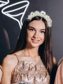 1pc Disco Ball Headbands Silver Disco Costume Headpieces 70s Vintage Headbands For Women Birthday Party Accessory Halloween Cosplay Party Supplies For Women, Ideal As High-End Holiday Gift Halloween Accessories