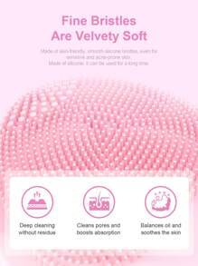 Electric Soft Silicone Tooth Facial Cleanser, Facial Cleansing Brush,  Vibration Facial Cleansing Brush, For Deep Cleansing, Gentle Exfoliation And Massage - Pink - View 7
