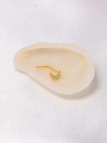 1 件 24G 鼻钉 925 纯银月亮鼻环耳钉 L 形镀金鼻孔饰品鼻钉 男女通用