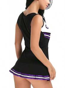 Women's School Musical Party Halloween Cheerleader Costume Fancy Dress Uniform Outfit Back To School - 藍色 - 查看 6