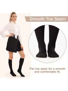 (2pairs)Women's Knee High Socks Ladies Nylon Long Socks 2pairs Semi Opaque Trouser Socks Knee Stockings, Y2k, Cozy Socks - Multicolor - View 7