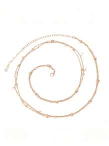 多层串珠性感银金腰链珠肚脐链水晶肚链水钻可调节比基尼腰带身体链腰带肚脐首饰夏季海滩度假派对配饰女士和女孩