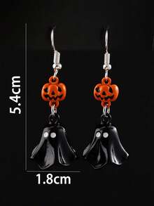 1-3pcs Pumpkin & Ghost Earrings, Cute Enamel Fashion Creative Personalized Versatile Drop Oil Stud Earrings, Pumpkin & Ghost Necklace Suitable For Halloween Party Jewelry