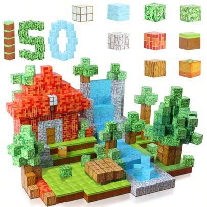 150pcs Magnetic Building Blocks Set, Creative Architecture STEM Sensory Learning Toys, Magnetic Tiles Toys, Cube Creativity Magnetic Playset, Ideal Birthday/Holiday Gift For Boys And Girls (Some Accessory Colors Random)