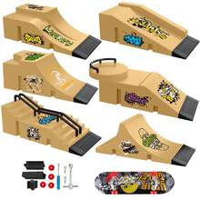 6-In-1 Fingerboard Ramp Set, Including Halfpipe Ramp, Fingerboard Skateboard, Finger Skating Training Props, Interactive Freestyle Skateboarding Game, Random Color Skateboard Pattern And Wheel Accessories - Multicolor-929-1 - View 16