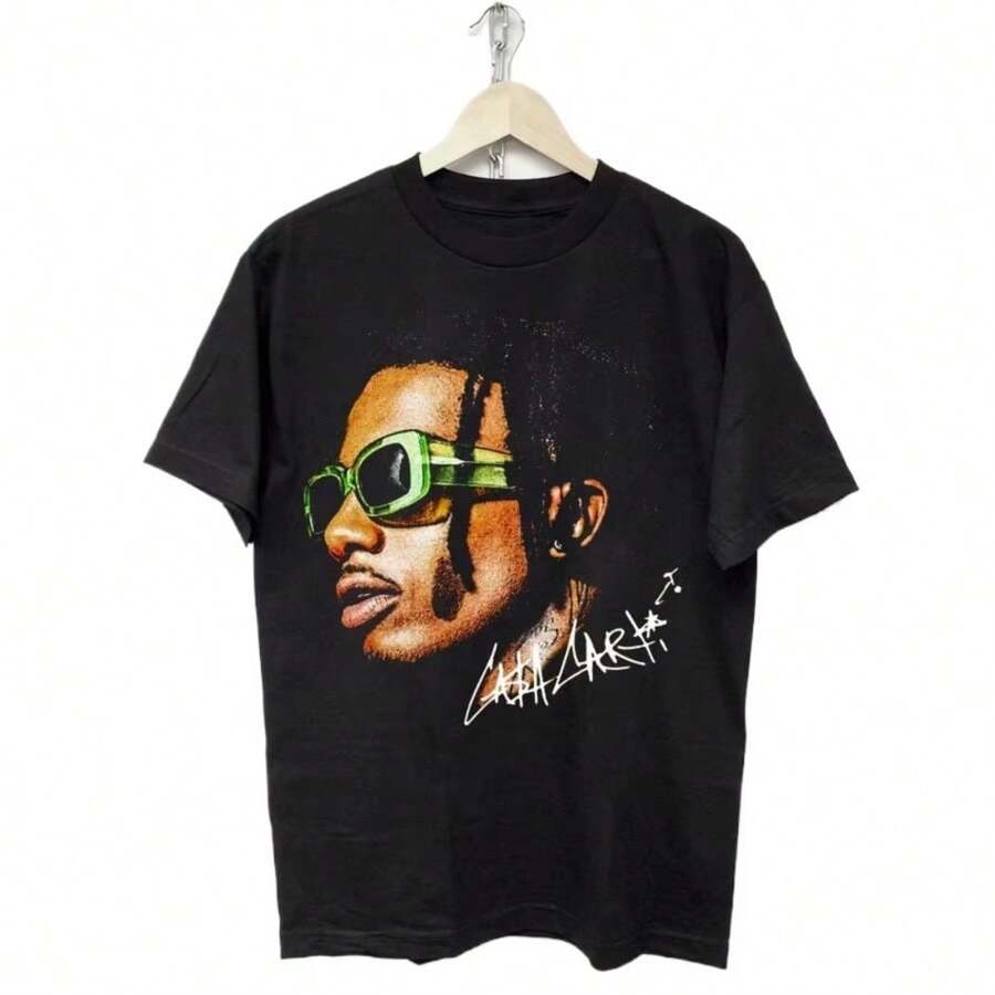 PLAYBOIS CARTIS T-Shirt Vintage Rap Tee Drake Asap Rocky Men Women Cotton Tops Fashion Streetwear 2025 Ins Y2k Hot Sell Leisure - 黑色 - 查看 1
