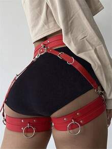1 pieza Correa ajustable de cuero sintético rojo para decoración corporal, pantalones moldeadores sexy, accesorios de vestuario diario - Rojo - Ver 2