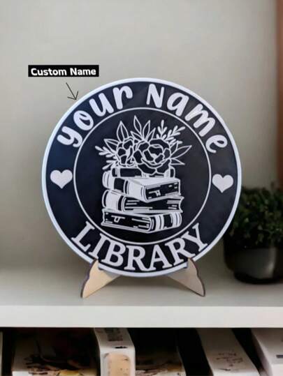 Personalized Library Logo Custom Book Decor Colorful 3D Printed Bookshelf Sign, Suitable For Shelved Books Corner, Book Lover Gift, Reader Gift, Multi-Functional, , Ornamental, Reusable, Exquisite, Stylish, High-Quality, Colorful, Modern, Custom, Personalized, Unique, Ideal Gifts For Her, Boyfriend, Dad, Girlfriend, Mom, Family, Friends, Tea Room, Home, Garden, Office, For Anniversaries, For Valentine's Day, For Mother's Day, For Birthdays, For Father's Day, For Graduation, For Weddings, For Housewarming,Home & Living,Haunt Your Home, Autumn Home Refresh, Xmas Decoration,Home Harmony