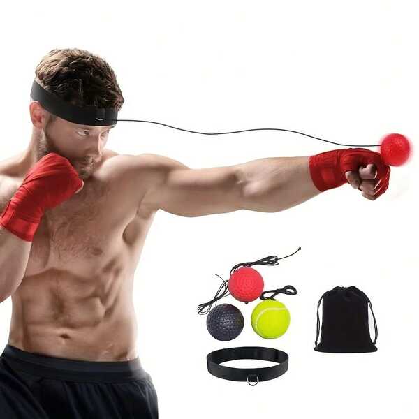 Boxing Reflex Ball with Headband - Polyester, Multicolor - Home Training Equipment for Developing Speed ​​and Hand-Eye Coordination