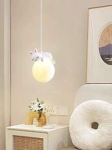 1 件卡通动物吊灯，带可调节吊线，月亮形状，配备 G9 灯泡，适用于卧室、客厅、书房、儿童房的装饰吊灯，LED 吸顶灯