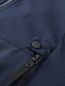 Autumn And Winter Thin New Large Solid Color Jacket Sports Outdoor Business Leisure Stand Up Collar Large Pocket Jacket - Navy Blue - View 7