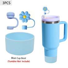 3 Peças de Acessórios para Copos de 30-40 Oz, 1 Peça Tampa de Canudo de Silicone Reutilizável com Flor de 10mm, 1 Peça Tampa de Canudo de Silicone Compatível com Tampa Anti-derrame, Anti-vazamento e Anti-respingo da Xícara , 1 Peça Capa Protetora de Silicone para a Base da Xícara, Acessórios de Xícara, Presentes de Festa de Feriado