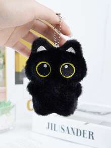 1pc Big-Eyed Black Cat Plush Pendant Cute Black Kitten Keychain Cute White Plush Kitten Bag Keychain Ornaments Student Backpack Pendant Cute Plush Pendant Schoolbag Pendant Car Keychain Cartoon Keychain, Keychain Ornaments Small Pendant Couple Keychain Boys And Girls Gifts, Friends Gifts, Event Souvenirs. - Multicolor - View 13