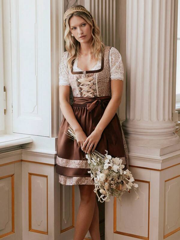 German Oktoberfest Dirndl Dress For Women 2 Pieces Beer Carnival Outfit, Halloween