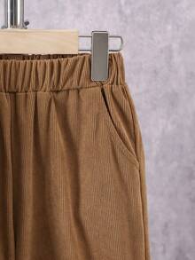 2pcs Boys' Colorblock Corduroy Casual Set, Autumn