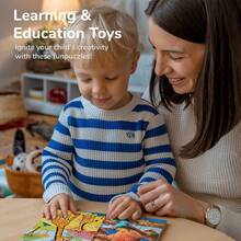 beartale 4 件/盒儿童动物拼图，耐用纸张，亲子野生动物主题拼图套装，幼儿早教玩具，趣味形状配对游戏，学龄前活动，儿童拼图书籍，拼图形状，课堂用品，学校文具，返校礼物，儿童生日礼物， - 彩色 - 查看 3