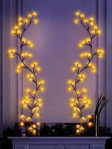 1PC 48 LED Artificial Willow Elm Tree Light, 1.7m Size, USB Powered. These Decorative Fairy String Lights Are Designed For Outdoor Use, Perfect For Gardens, Patios, Yards And Christmas Parties, Wall Bedroom Home Fireplace Indoor Decor, USB Powered Halloween Hanging Lights. Batteries For Branch Lights Are Not Included. - Brown - View 8
