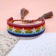 1pc Star Decor Handmade Braided Bracelet, Creative Embroidery Design, Suitable For Party, Beach, Travel, Gift For Friends, Family, Classmates - Colorful - View 3
