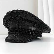 Glitter Captain Hats Luxury Diamond Sequin Captain Caps Bachelorette Hen Party Favors - màu đen - Xem 2