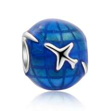 1pc Elegant Blue Series Beaded Heart Pendant, Featuring Underwater World, Outer Space, Floral & Animal, Starfish & Shell Patterns, Suitable For Bracelet Or Necklace Decoration, DIY Jewelry Making, Birthday Or Women's Gift - Blue - View 28