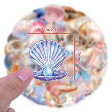 60pcs Transparent Ocean Stickers, Including Shell Stickers, Pearl Stickers, Beach Stickers, Made Of PET Material, Waterproof, Suitable For Water Bottles, Computers, Laptops, Phones, Luggage, Notebooks, Refrigerators, Etc. - C - View 8