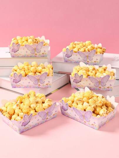 12 tacek na jedzenie w kształcie motyli, fioletowe tacki papierowe z motywem motyli, pudełka na popcorn/chipsy na przyjęcie urodzinowe z motywem motyli, zastawa stołowa z motywem motyli, pudełka na desery/słodycze na wesele, tacki na ciasto/ciasteczka/chleb na imprezę plenerową, pudełka na pączki na baby shower, pudełka na prezenty/opakowania z motywem fioletowych motyli, jednorazowe pojemniki na żywność na kemping i piknik, tacki kuchenne na jedzenie, upominki na przyjęcia