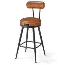 VASAGLE EKHO Colección - Juego de 2 Taburetes de Bar, Sillas Giratorias de Barra con Respaldo, con Costuras, Moderno Siglo Medio, Altura 65 cm, Barra Cocina, Marrón Caramelo - Marrón - Ver 8