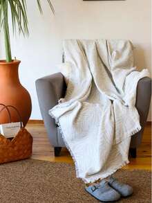 Made In Turkey – Zebra Pattern Sofa Cover | 160x220 Cm | 100% Cotton Throw Blanket | Stylish & Durable Furniture Protector - Grey - View 1