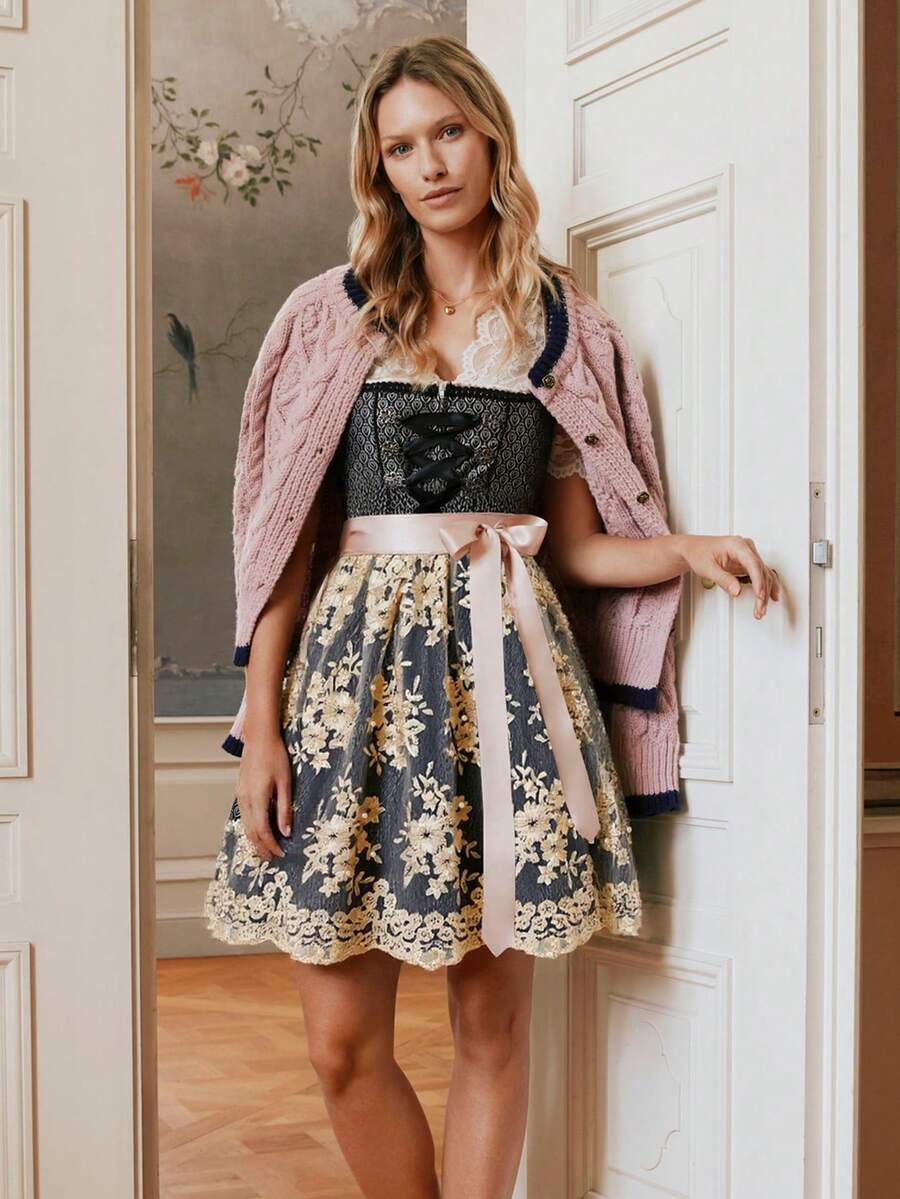 ii Women's Oktoberfest Costume Dress Dirndl Dresses Women German Beer Costumes Outfit For Carnival, Halloween