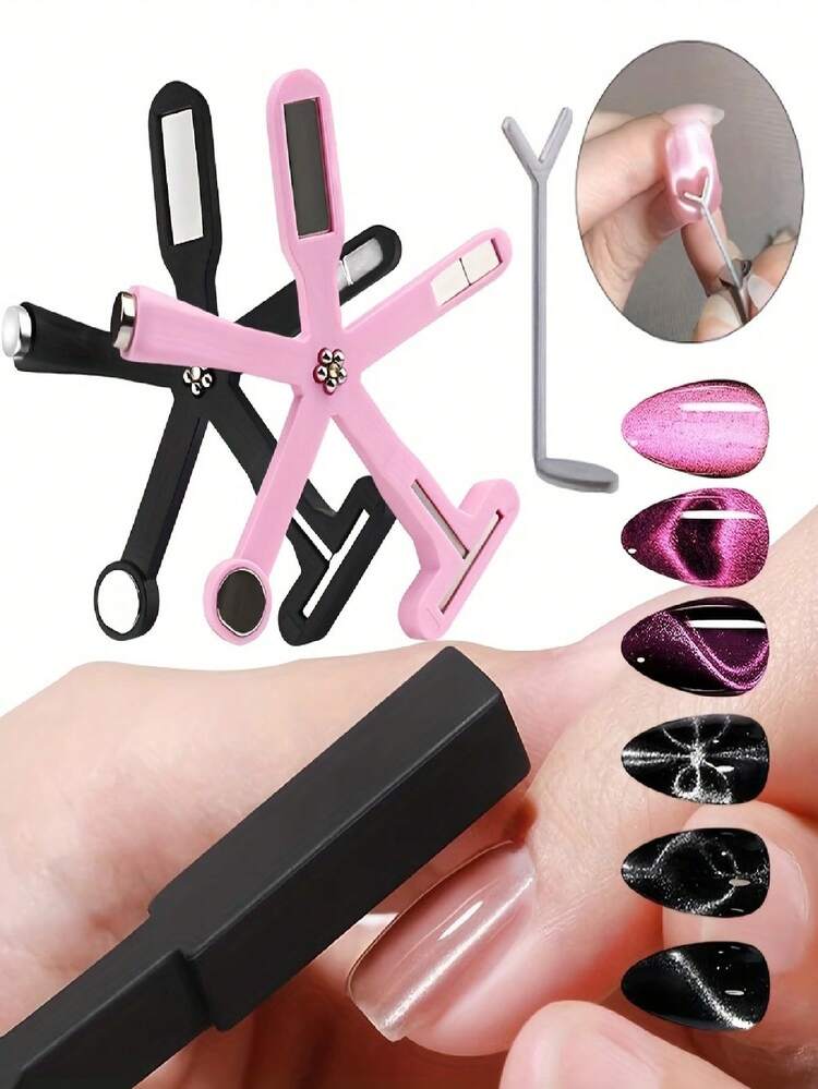 6 合 1 多功能猫眼美甲磁力板 - 高品质美甲设计工具，该工具包含 6 个磁盘，耐用且易于清洁，适用于美甲造型 DIY 沙龙美甲配件，适用于家庭美甲沙龙 DIY、美甲用品、美甲工具、返校、美甲、按压指甲、修甲和修脚工具。朋友礼物、女性礼物、万圣节用品、旅行用品、圣诞节用品 - 彩色 - 查看 1