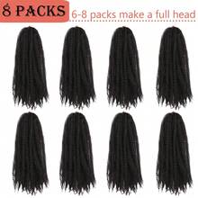 Marley Twist Braiding Hair 18 Inch Marley Twist Hair Long Cuban Twist Hair 1/3/8 Packs Ombre Blonde Afro Kinky Curly Twist Crochet Hair Synthetic Marley Hair Extensions - Black - View 6