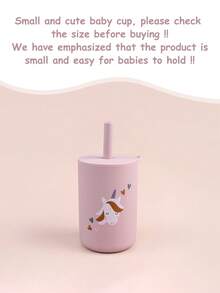 1pc Mini Portable Straw Cup For Kids 150ml , Made Of Food-grade Silicone Material , Ideal For Infants And Toddlers In Their First Feeding Stage - Baby Pink - View 11