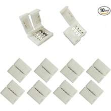 10 Pcs 4 Pin RGB LED Light Strip Connector 10mm Strip To Strip Solderless Connector For SMD 5050 Multicolor LED Strip