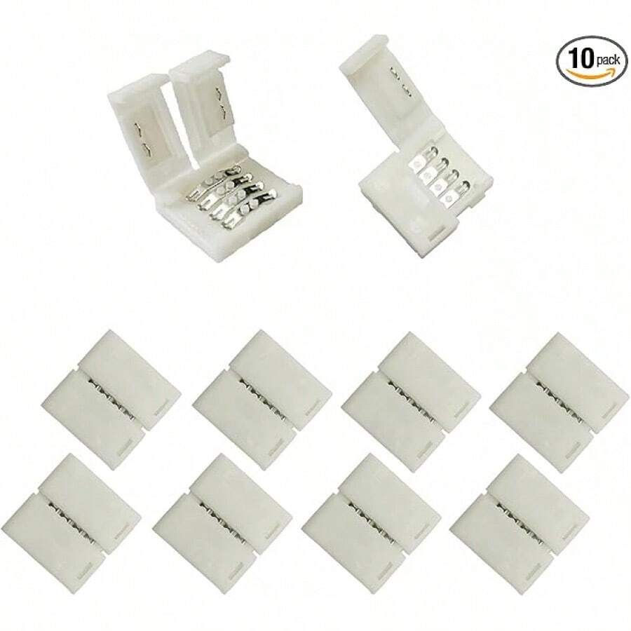 10 Pcs 4 Pin RGB LED Light Strip Connector 10mm Strip To Strip Solderless Connector For SMD 5050 Multicolor LED Strip