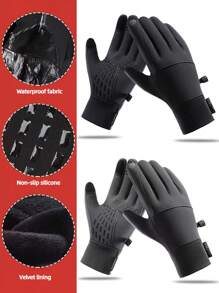 Męskie zimowe, ciepłe rękawiczki rowerowe, modne, męskie, antypoślizgowe, ocieplane rękawiczki, odpowiednie do uprawiania sportu, jazdy na nartach i biegania
