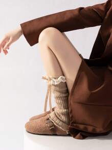 1双秋冬蕾丝长筒袜，洛丽塔蝴蝶结芭蕾舞风格，可爱腿套，异域风情Y2K，舒适 - 彩色 - 查看 8