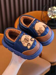 زوج من الشباشب الداخلية للأطفال، خريف/شتاء، شباشب منزلية من الفرو للأولاد، أحذية أطفال للبنات - أزرق غامق - مشاهدة 5