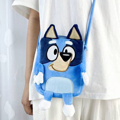 Bluey Geantă crossbody adorabilă Bluey Bingo - Geantă de umăr drăguță cu desene animate pentru fani și colecționari, rucsac ușor perfect pentru utilizare zilnică, călătorii, școală și petreceri, cadou fermecător pentru entuziaștii Bluey