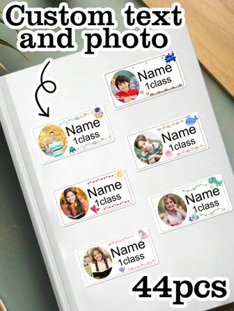 44-440 pezzi Adesivi personalizzati impermeabili - con foto e testo, etichette adesive personalizzate con nome per bambini, forniture per il ritorno a scuola, adesivi con etichetta nome personalizzata, etichette per asilo nido, adesivi personalizzabili, adesivi personalizzati, forniture scolastiche per bambini, essenziali per asilo nido, ragazzo, ragazza, multifunzionale, ornamentale, lettera, elegante, moderno, colorato, carino, adorabile, casual, personalizzato, personalizzato, unico, personalizzato, regali ideali per lui, regali ideali per lei, bambini, serata di gala, viaggio, scuola