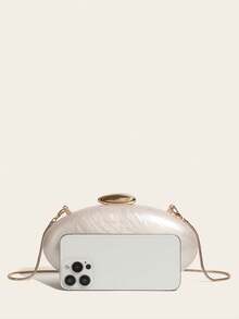 2025 Spring Fashion Wedding Clutch, Acrylic Glossy European & American Style Evening Handbag, Egg-Shaped Shoulder Bag, Customizable, Suitable For Crossbody Or Shoulder Wear, Perfect Match For Ball Gown Accessories, Ideal For Bridesmaid Dresses, Bags Ladies Elegant - White - View 6